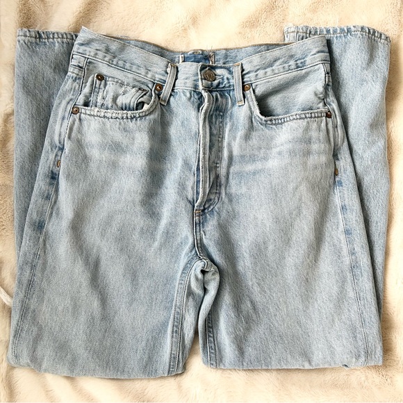 Agolde Riley Crop Jeans in Light Blue Shatter Size 27 - Picture 4 of 10